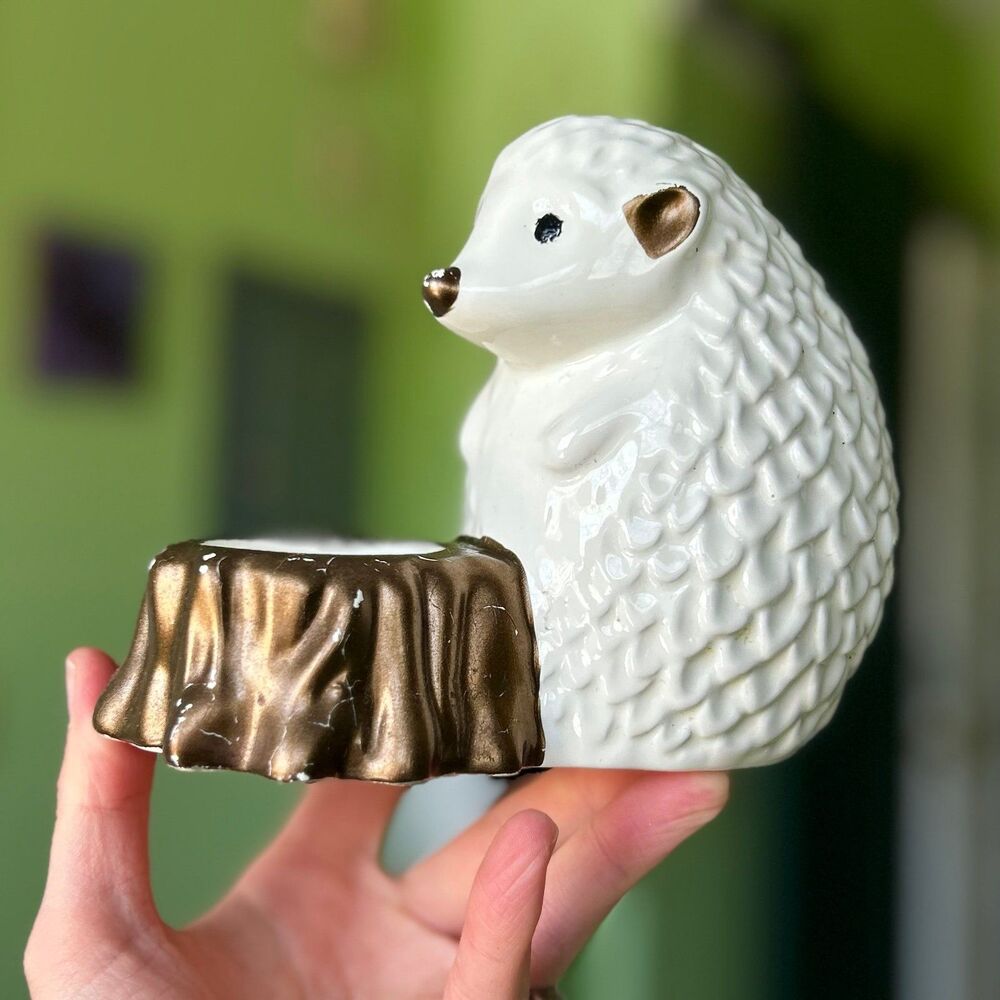 Adorable Whimsy Ceramic Hedgehog Indoor Candle Tealight Holder Accent - Picture 2 of 10